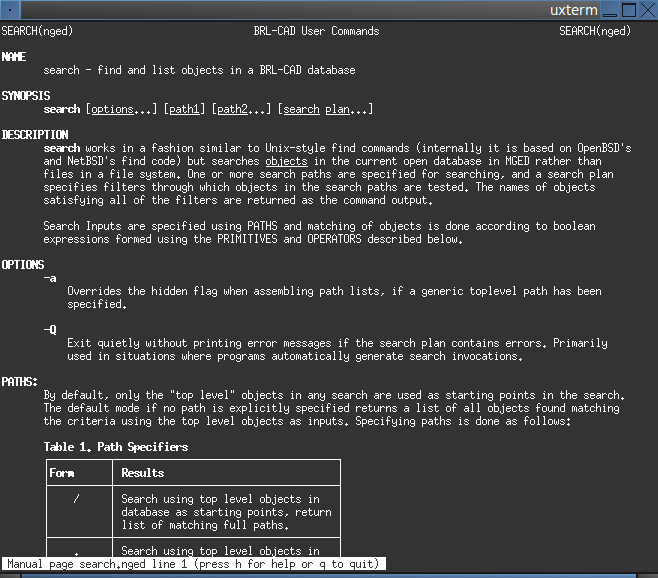 hacking brlcad man page search